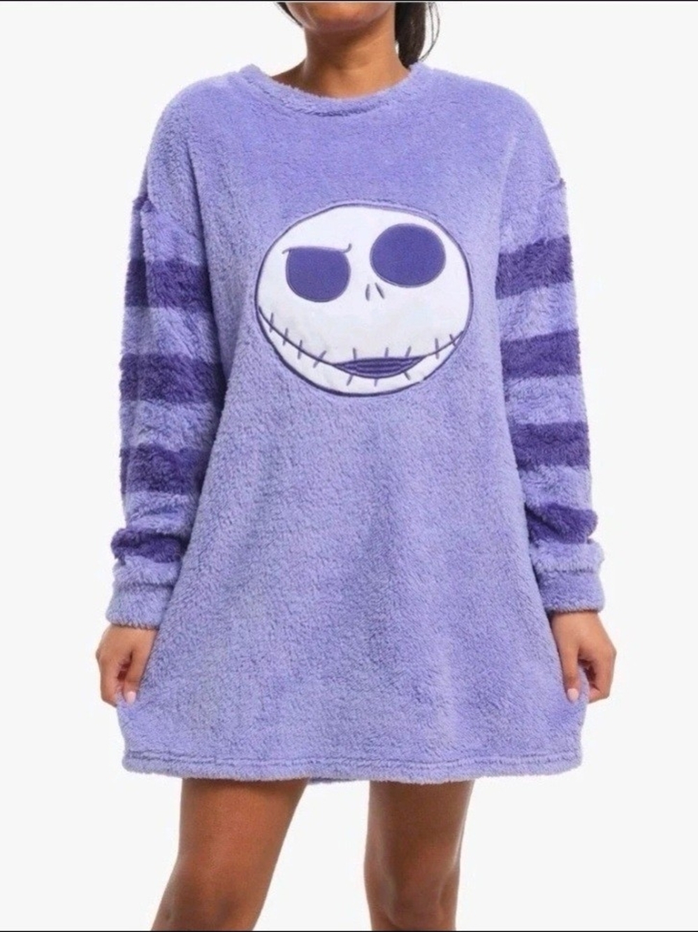 Disney Nightmare Before Christmas Purple Fleece Sleepshirt Pajama Dress Large